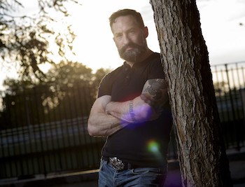 August 3, 2015 - Brooklyn, NY : American fantasy writer Myke Cole poses for a portrait in Brooklyn, New York on Monday, August 3. CREDIT: Karsten Moran for Myke Cole **IMAGE MAY HAVE BEEN STAGED OR DIGITALLY MODIFIED**